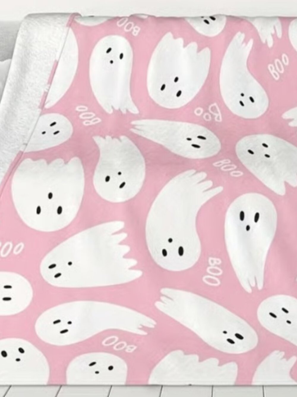 Halloween Ghost Pink Boo Plush Blanket